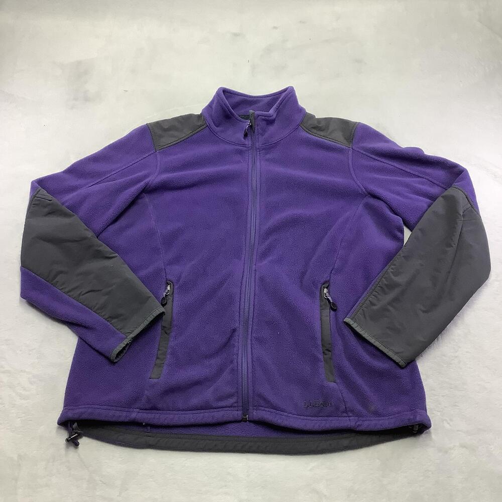 L.L. Bean Fleece Jacket Womens Large Purple Full Zip Pockets Outdoor Polartec